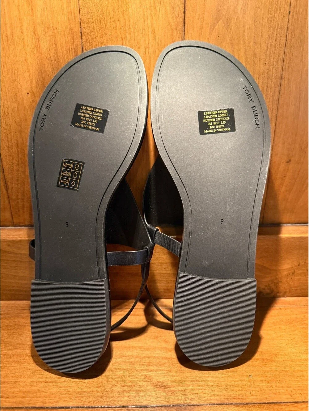 New Tory Burch Capri Perforated Logo Leather Slingback Sandals Women's Size 9